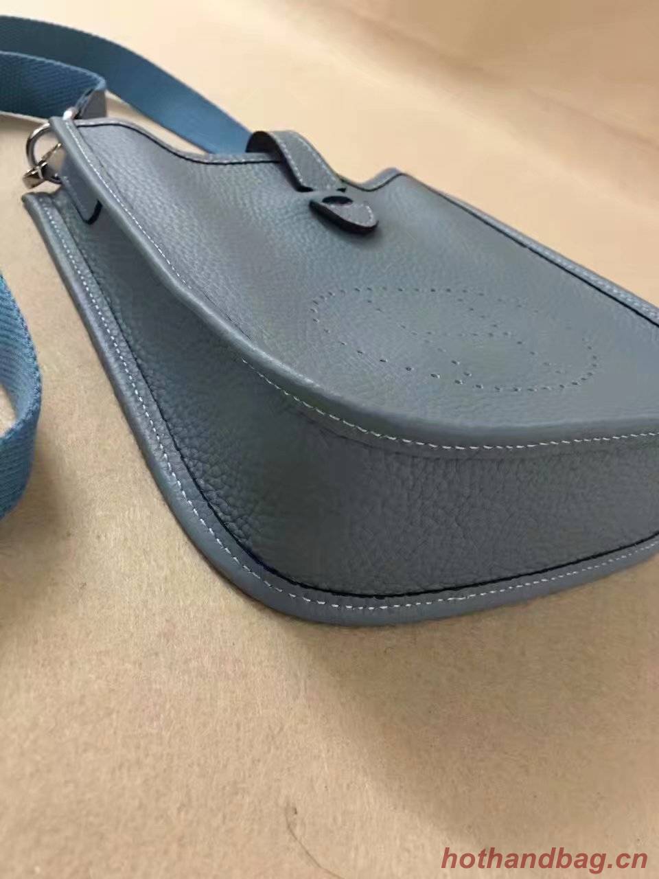 Hermes Evelyne original togo leather mini Shoulder Bag H15698 sky blue Hermes Evelyne original togo leather mini Shoulder Bag H15698 sky blue