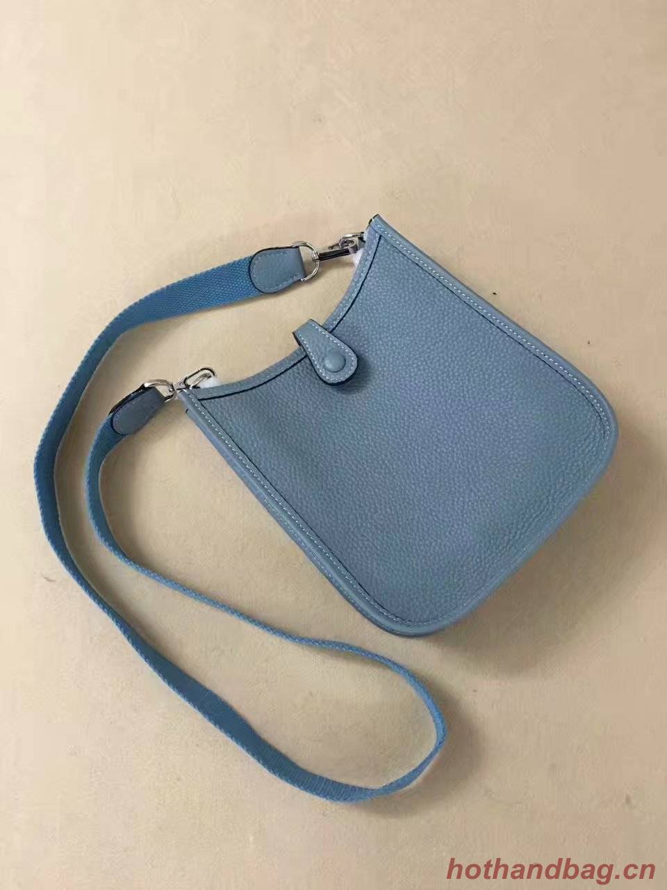 Hermes Evelyne original togo leather mini Shoulder Bag H15698 sky blue Hermes Evelyne original togo leather mini Shoulder Bag H15698 sky blue