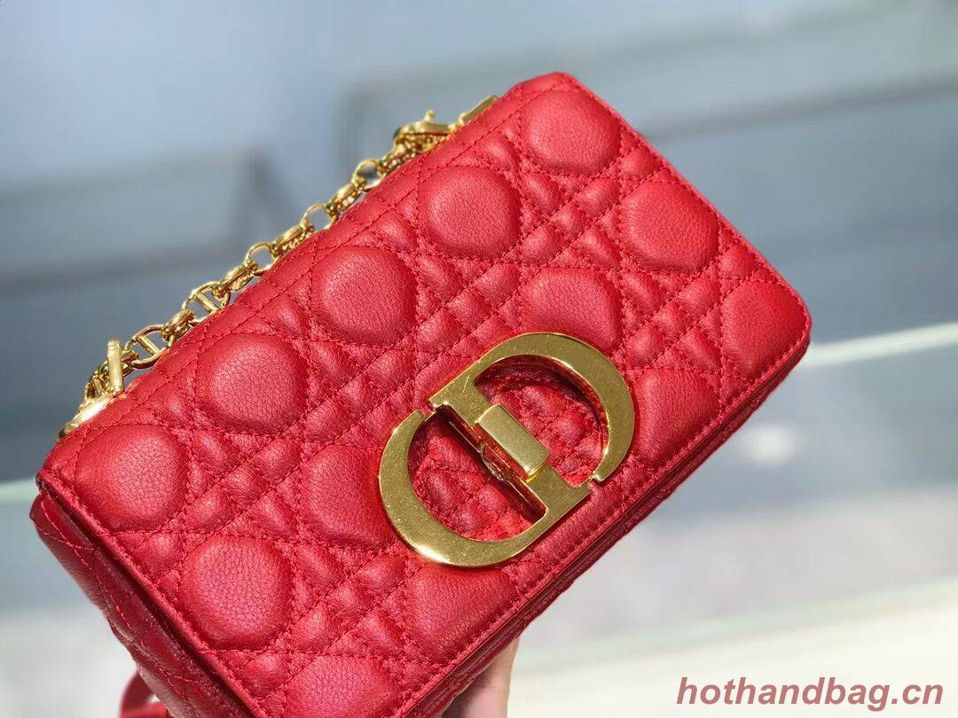 Dior SMALL DIOR CARO BAG Soft Cannage Calfskin M9241 red Dior SMALL DIOR CARO BAG Soft Cannage Calfskin M9241 red