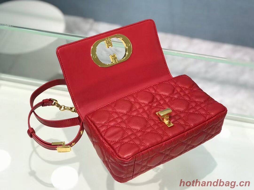 Dior SMALL DIOR CARO BAG Soft Cannage Calfskin M9241 red Dior SMALL DIOR CARO BAG Soft Cannage Calfskin M9241 red