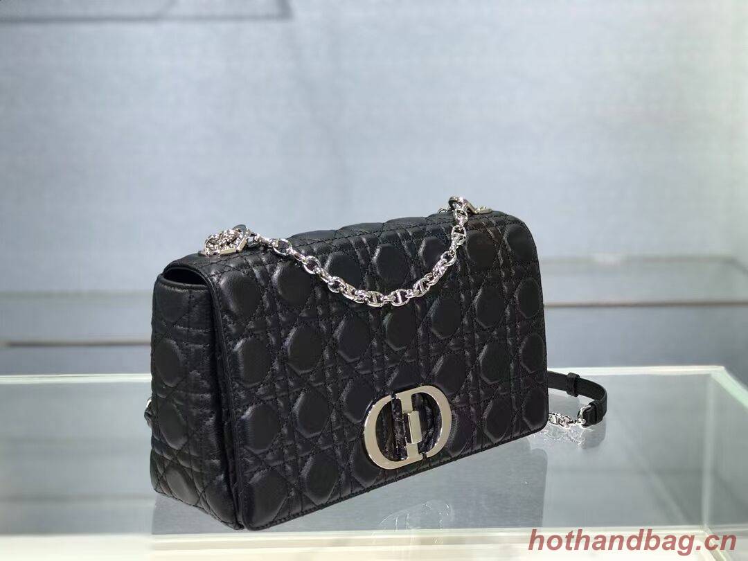 LARGE DIOR CARO BAG Soft Cannage Calfskin M9243U black LARGE DIOR CARO BAG Soft Cannage Calfskin M9243U black
