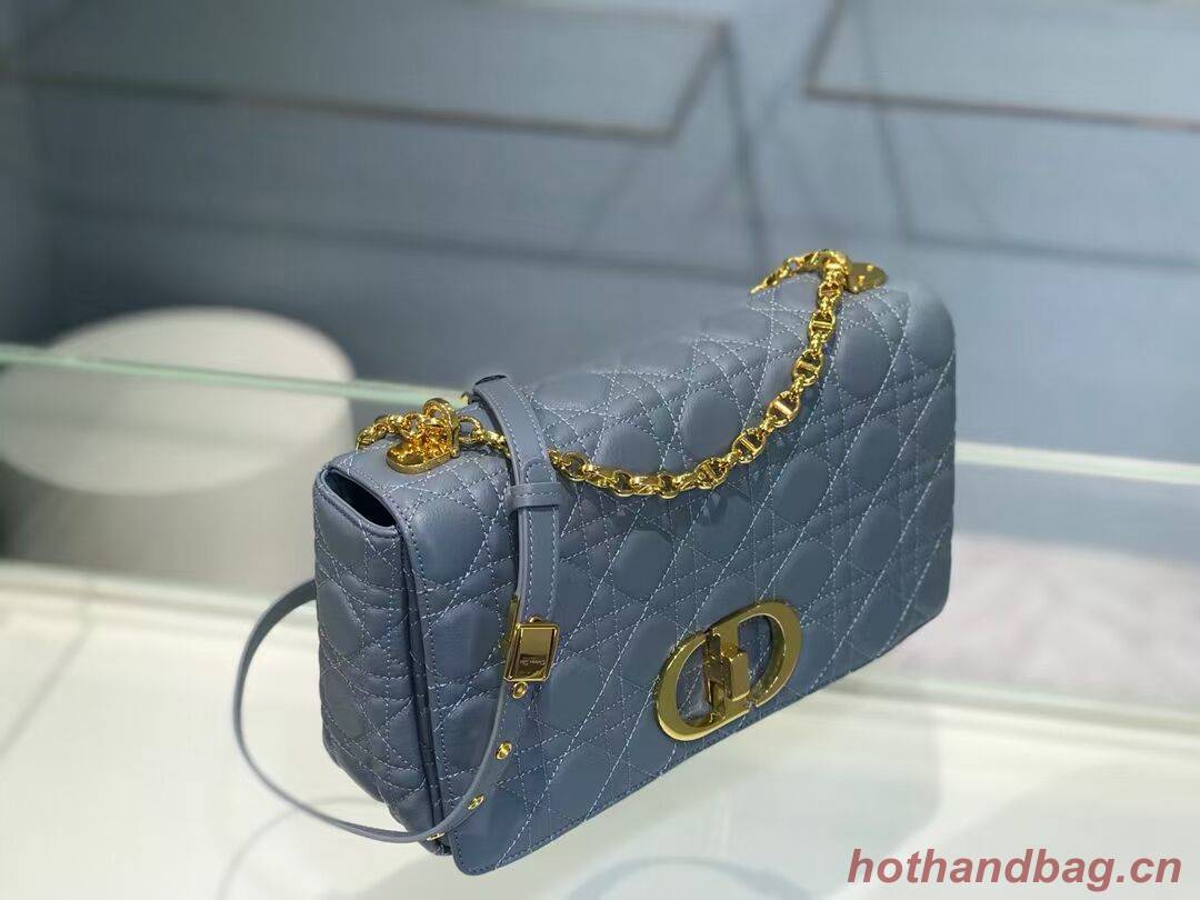 LARGE DIOR CARO BAG Soft Cannage Calfskin M9243U sky blue LARGE DIOR CARO BAG Soft Cannage Calfskin M9243U sky blue