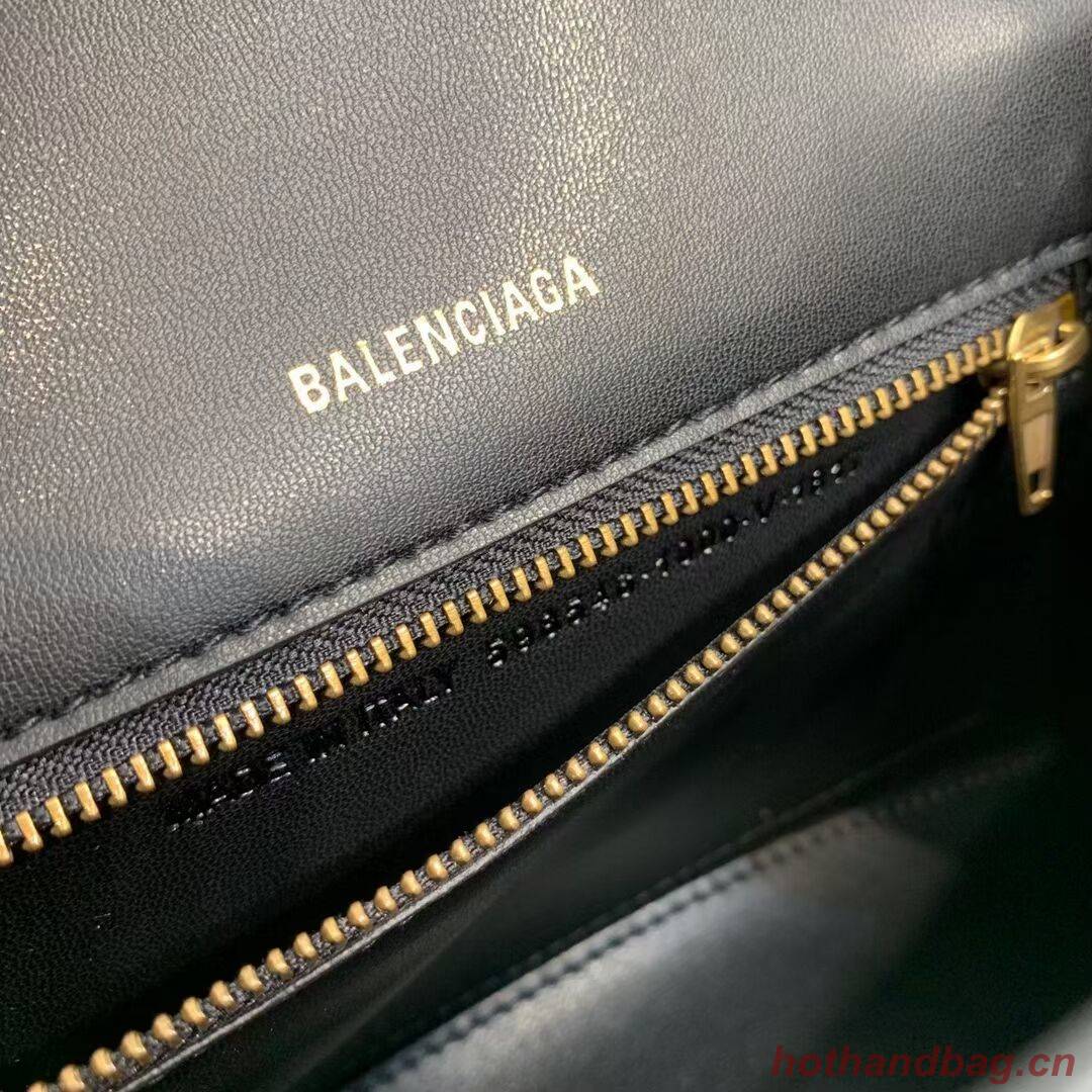 Balenciaga Hourglass Small Top Handle Bag crocodile embossed calfskin B108891E black Balenciaga Hourglass Small Top Handle Bag crocodile embossed calfskin B108891E black
