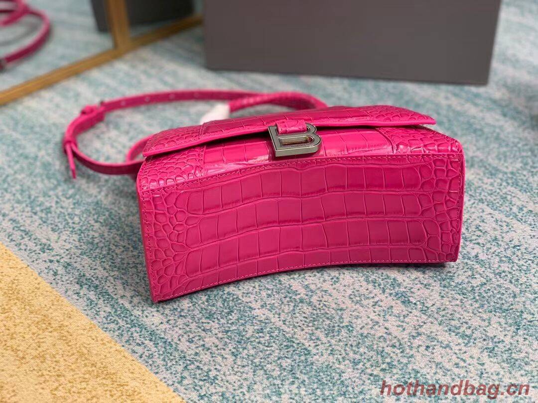 Balenciaga HOURGLASS SMALL TOP HANDLE BAG crocodile embossed calfskin B108895E neon pink Balenciaga HOURGLASS SMALL TOP HANDLE BAG crocodile embossed calfskin B108895E neon pink