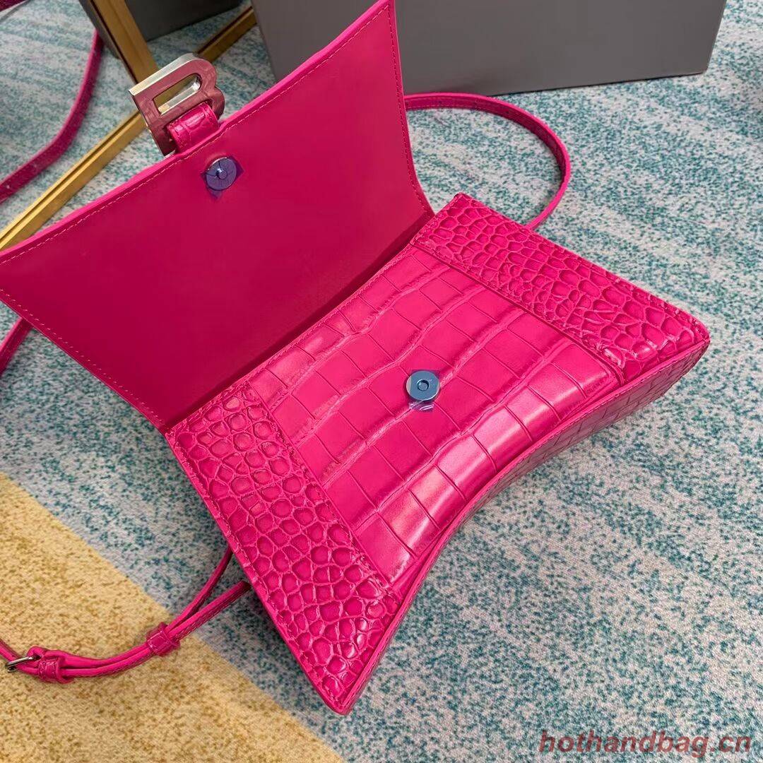 Balenciaga HOURGLASS SMALL TOP HANDLE BAG crocodile embossed calfskin B108895E neon pink Balenciaga HOURGLASS SMALL TOP HANDLE BAG crocodile embossed calfskin B108895E neon pink
