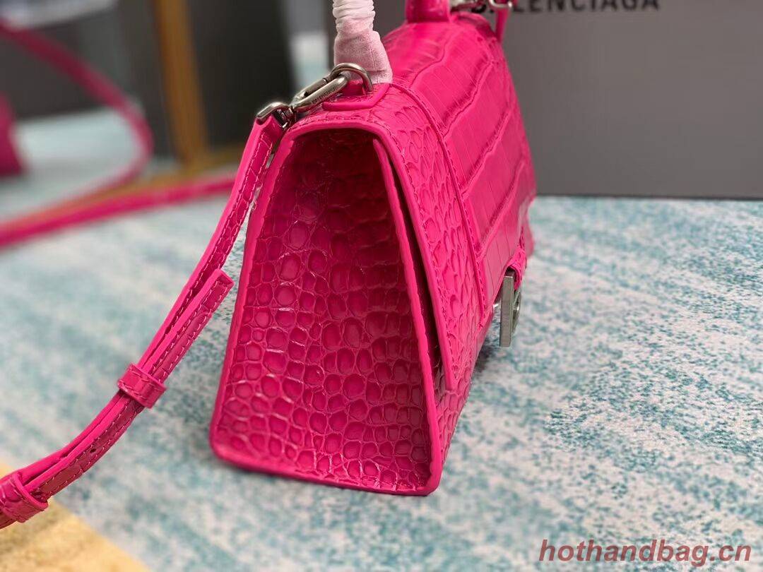Balenciaga HOURGLASS SMALL TOP HANDLE BAG crocodile embossed calfskin B108895E neon pink Balenciaga HOURGLASS SMALL TOP HANDLE BAG crocodile embossed calfskin B108895E neon pink