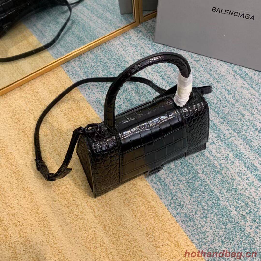 Balenciaga HOURGLASS SMALL TOP HANDLE BAG crocodile embossed calfskin B108895F Balenciaga HOURGLASS SMALL TOP HANDLE BAG crocodile embossed calfskin B108895F
