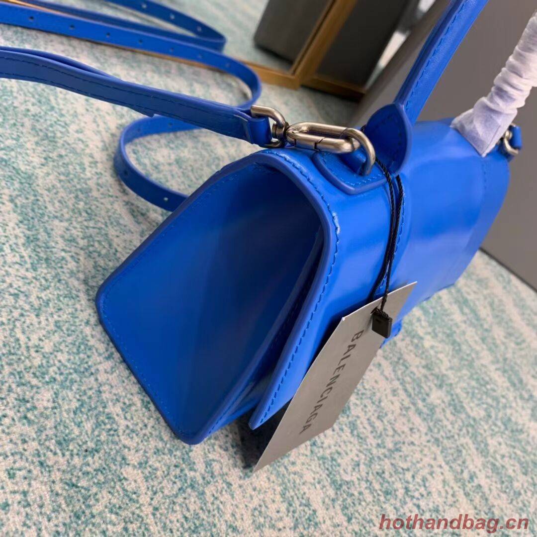 Balenciaga Hourglass XS Top Handle Bag shiny box calfskin 28331 blue Balenciaga Hourglass XS Top Handle Bag shiny box calfskin 28331 blue