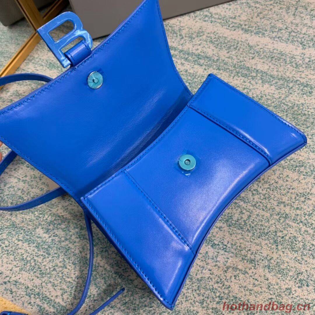 Balenciaga Hourglass XS Top Handle Bag shiny box calfskin 28331 blue Balenciaga Hourglass XS Top Handle Bag shiny box calfskin 28331 blue