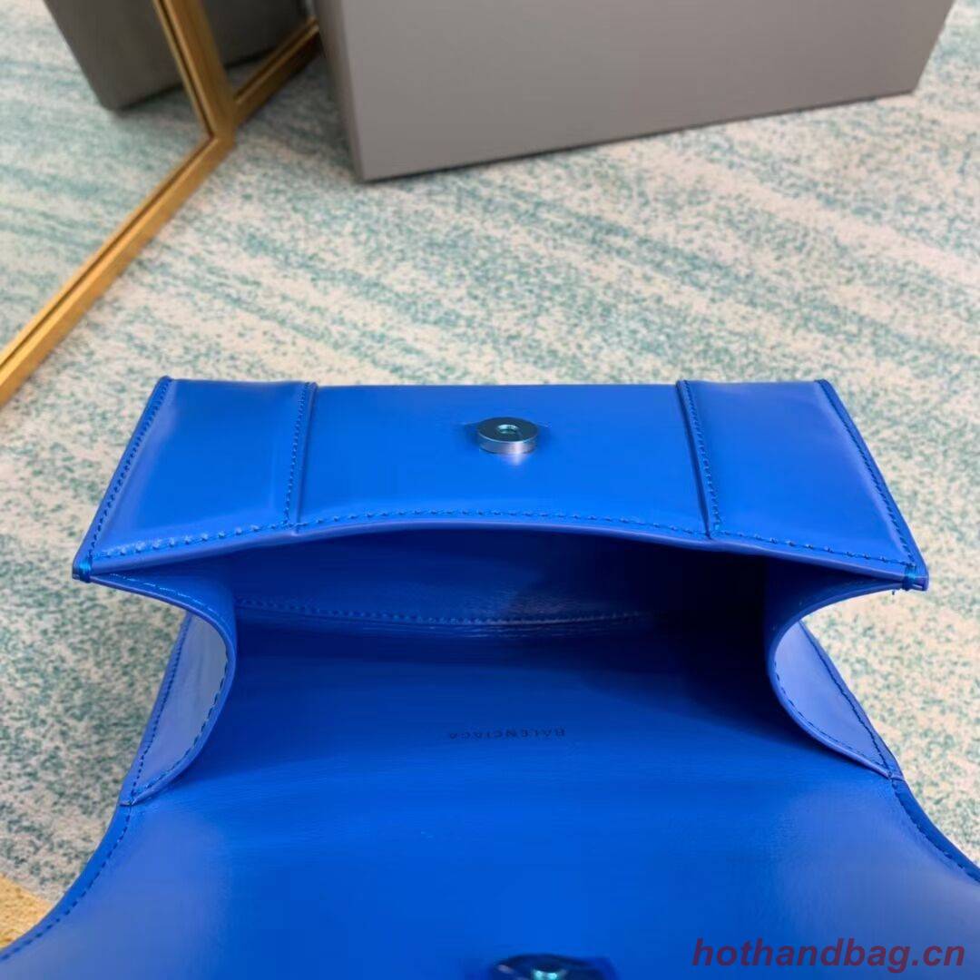 Balenciaga Hourglass XS Top Handle Bag shiny box calfskin 28331 blue Balenciaga Hourglass XS Top Handle Bag shiny box calfskin 28331 blue