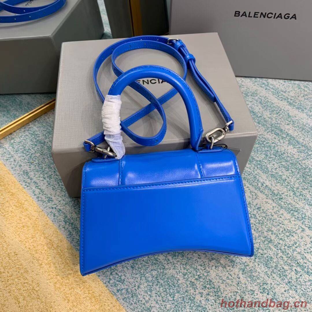 Balenciaga Hourglass XS Top Handle Bag shiny box calfskin 28331 blue Balenciaga Hourglass XS Top Handle Bag shiny box calfskin 28331 blue