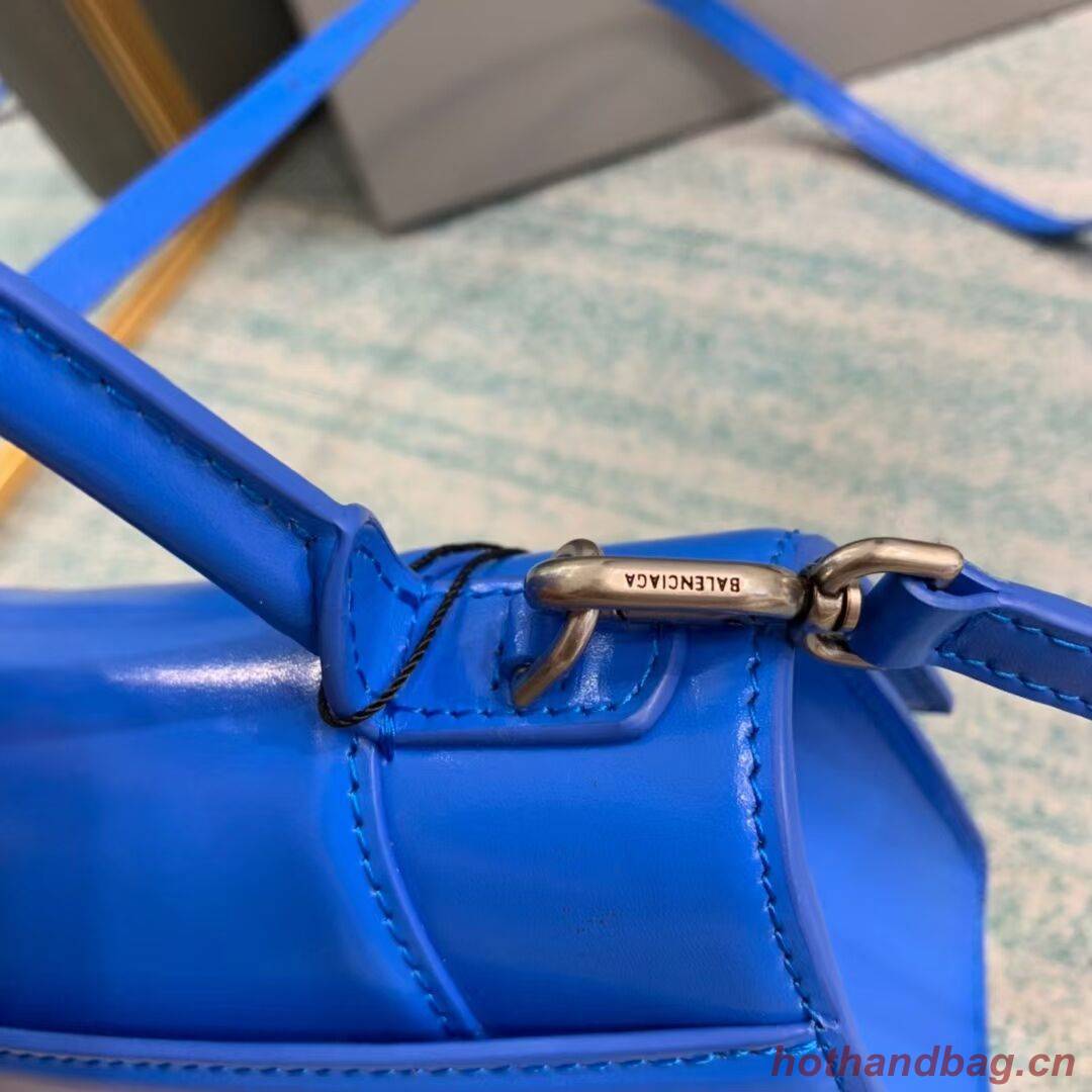 Balenciaga Hourglass XS Top Handle Bag shiny box calfskin 28331 blue Balenciaga Hourglass XS Top Handle Bag shiny box calfskin 28331 blue