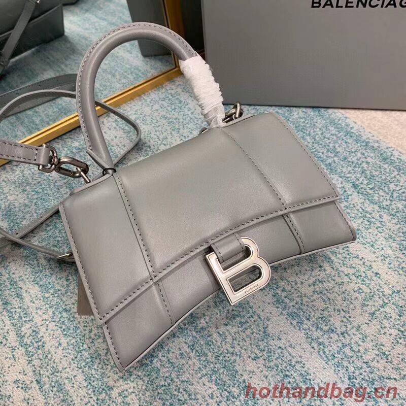 Balenciaga Hourglass XS Top Handle Bag shiny box calfskin 28331 grey Balenciaga Hourglass XS Top Handle Bag shiny box calfskin 28331 grey