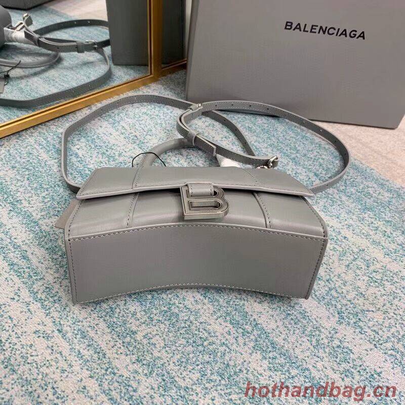 Balenciaga Hourglass XS Top Handle Bag shiny box calfskin 28331 grey Balenciaga Hourglass XS Top Handle Bag shiny box calfskin 28331 grey