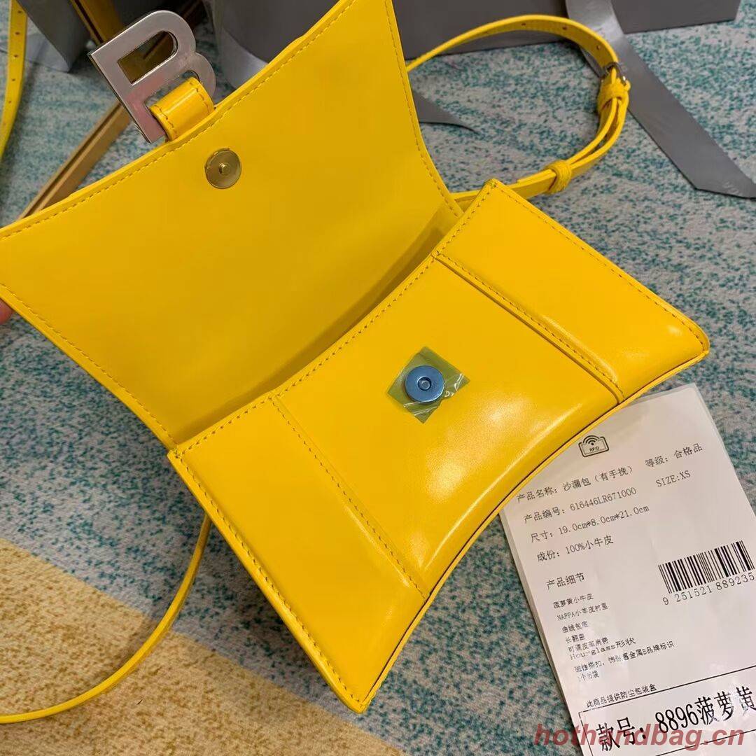 Balenciaga Hourglass XS Top Handle Bag shiny box calfskin 28331 yellow Balenciaga Hourglass XS Top Handle Bag shiny box calfskin 28331 yellow