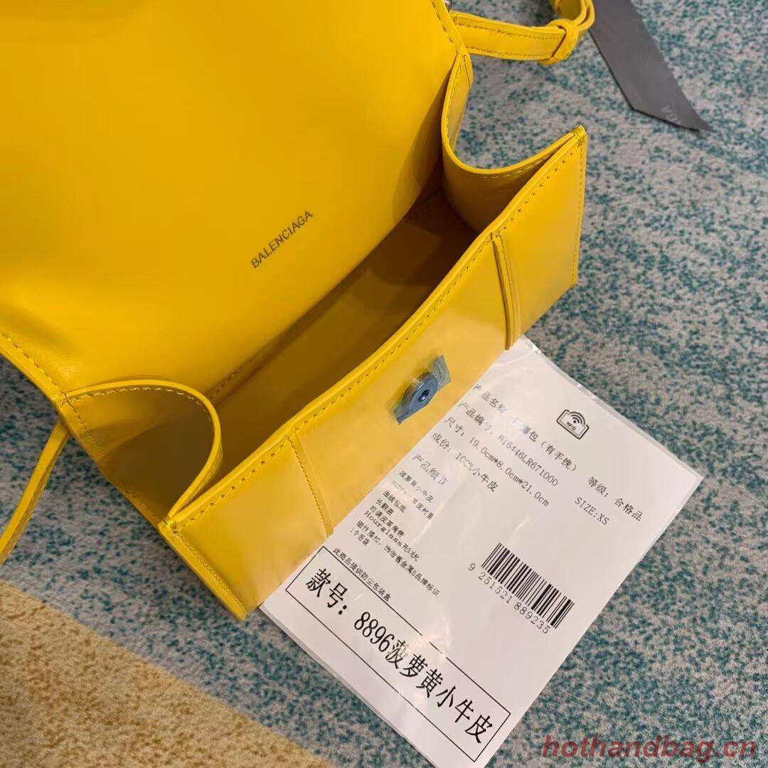 Balenciaga Hourglass XS Top Handle Bag shiny box calfskin 28331 yellow Balenciaga Hourglass XS Top Handle Bag shiny box calfskin 28331 yellow