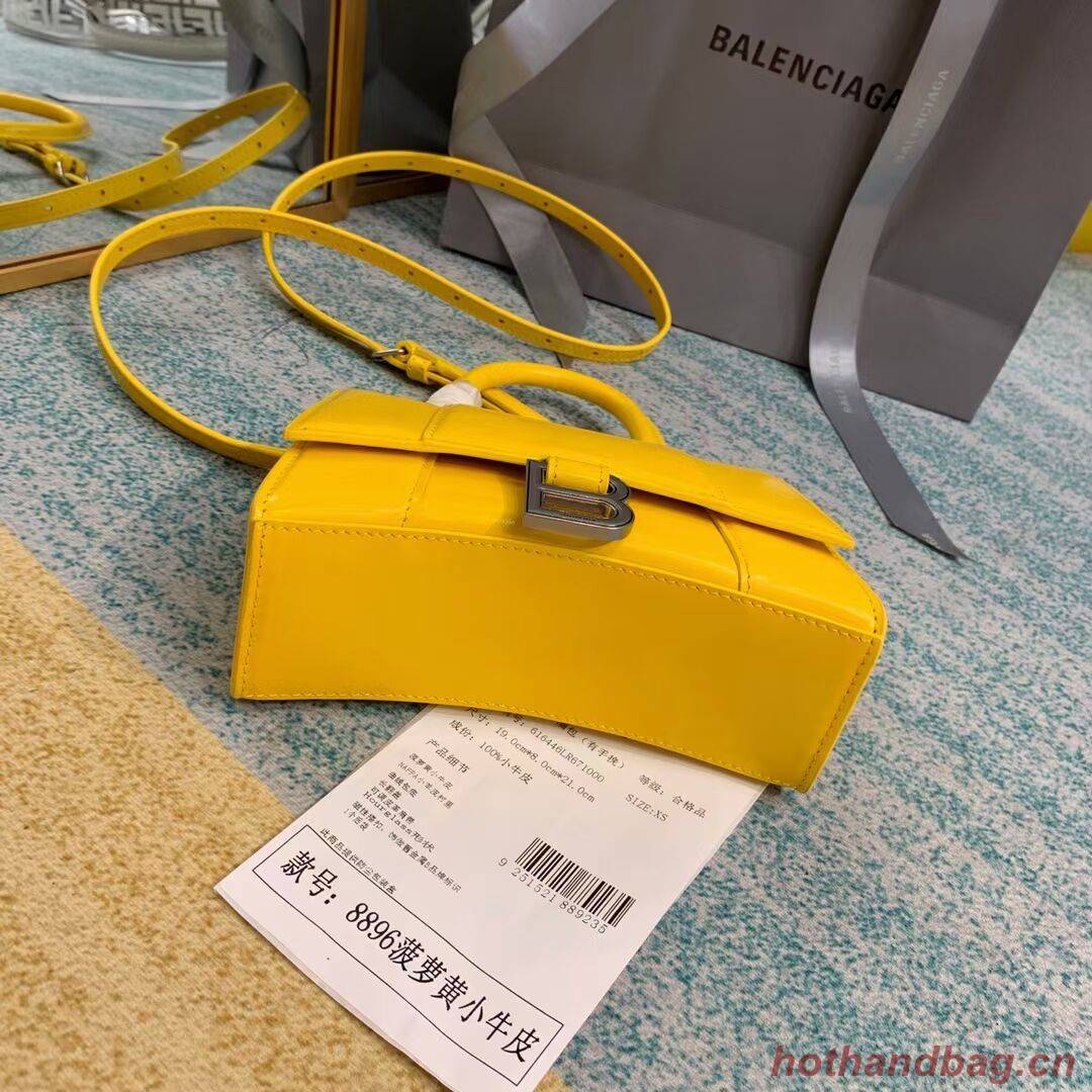Balenciaga Hourglass XS Top Handle Bag shiny box calfskin 28331 yellow Balenciaga Hourglass XS Top Handle Bag shiny box calfskin 28331 yellow