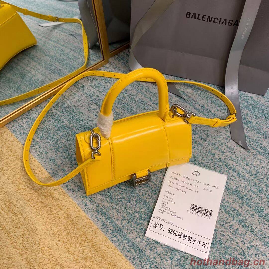 Balenciaga Hourglass XS Top Handle Bag shiny box calfskin 28331 yellow Balenciaga Hourglass XS Top Handle Bag shiny box calfskin 28331 yellow