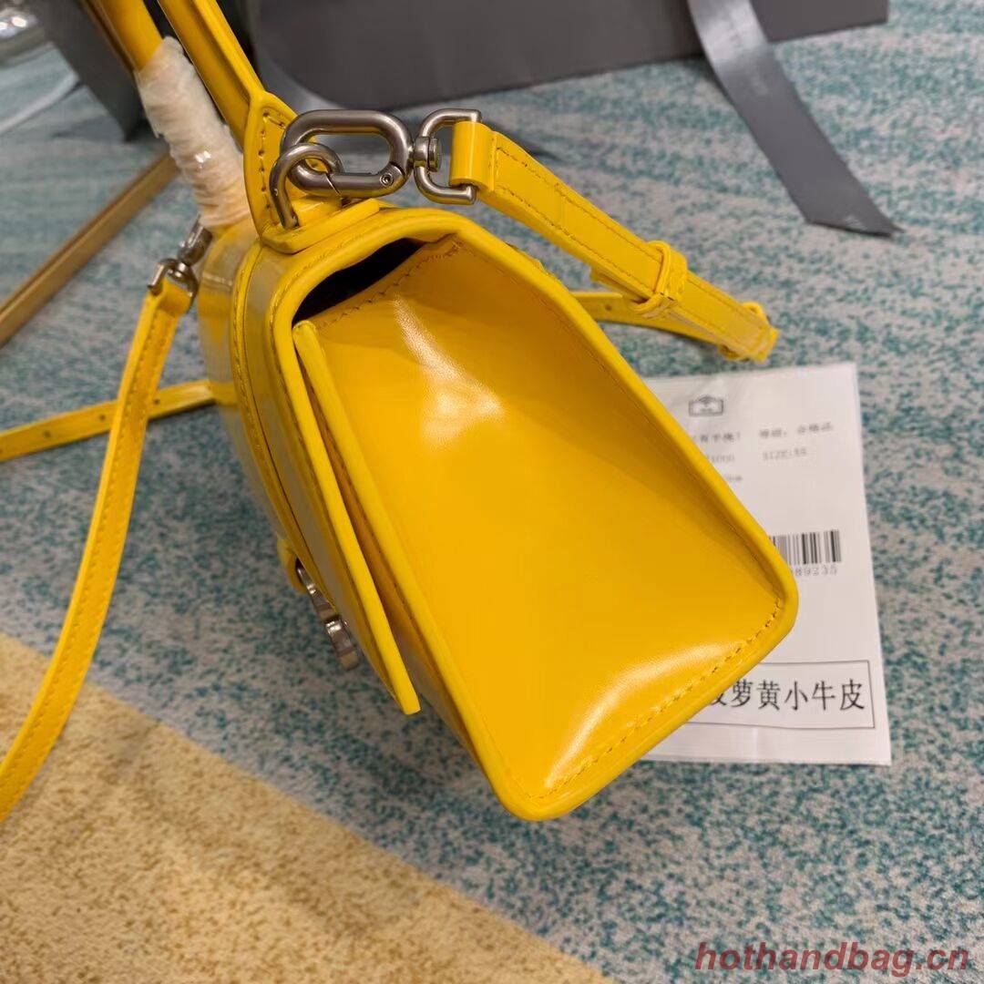 Balenciaga Hourglass XS Top Handle Bag shiny box calfskin 28331 yellow Balenciaga Hourglass XS Top Handle Bag shiny box calfskin 28331 yellow