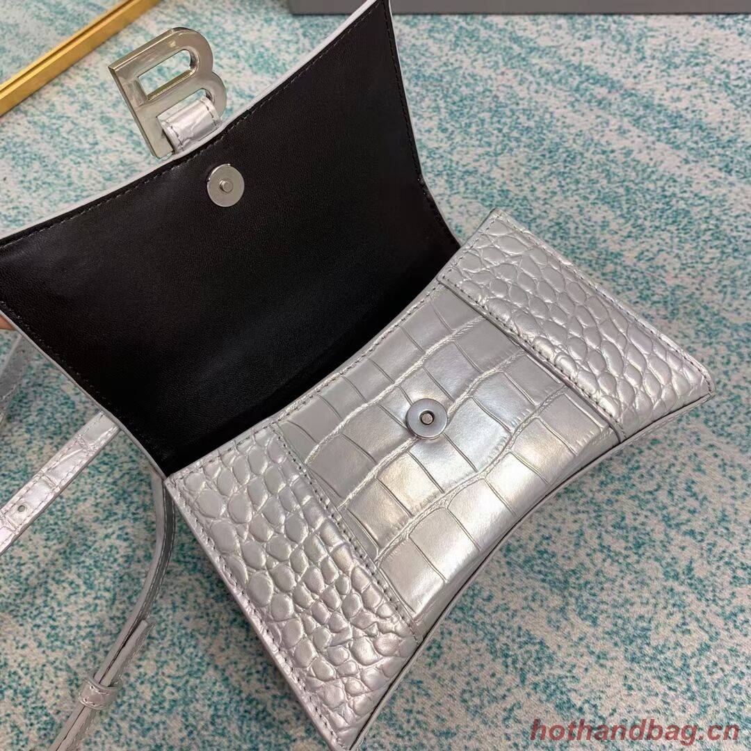 Balenciaga Hourglass XS Top Handle Bag 28331S silver Balenciaga Hourglass XS Top Handle Bag 28331S silver
