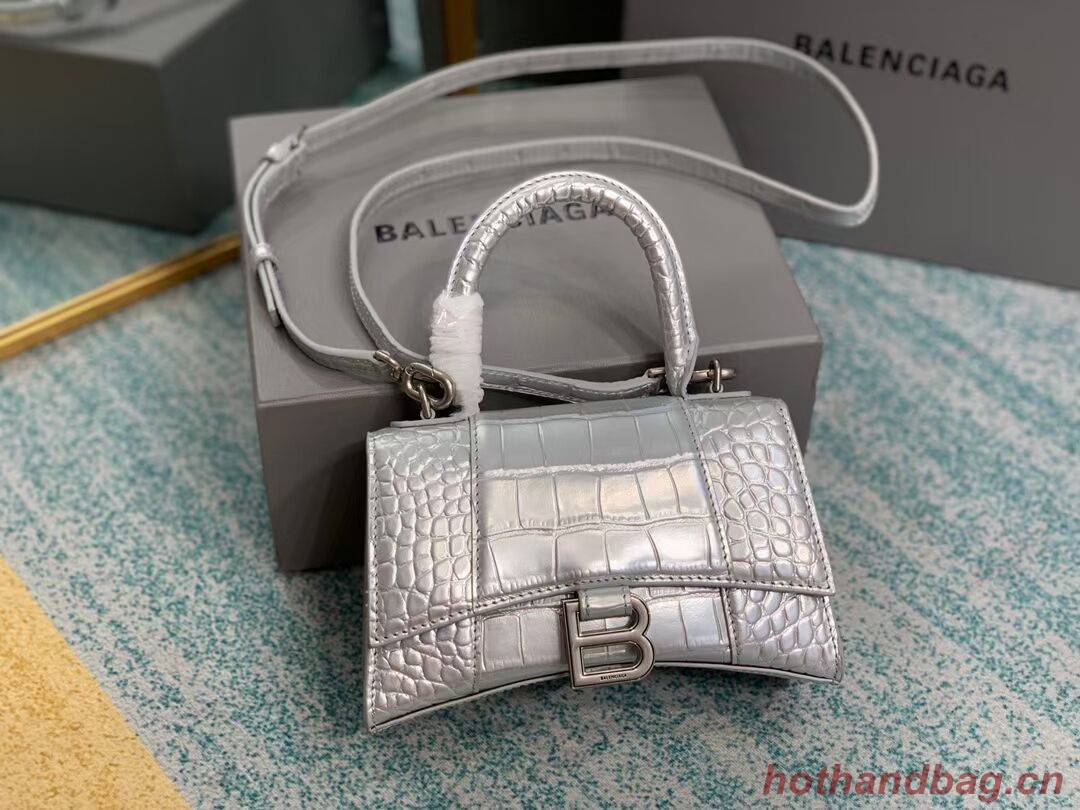 Balenciaga Hourglass XS Top Handle Bag 28331S silver Balenciaga Hourglass XS Top Handle Bag 28331S silver