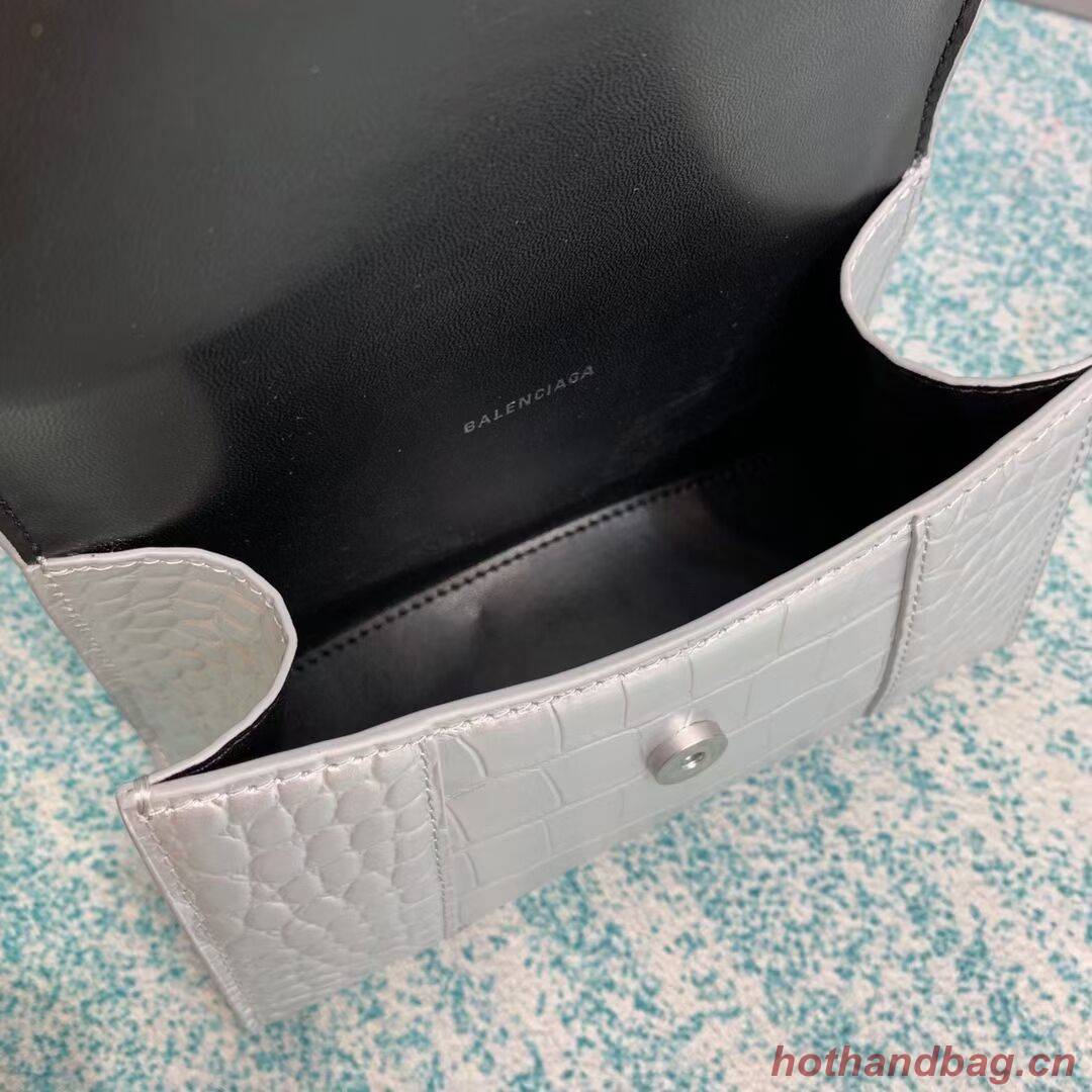 Balenciaga Hourglass XS Top Handle Bag 28331S silver Balenciaga Hourglass XS Top Handle Bag 28331S silver