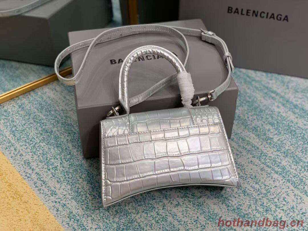 Balenciaga Hourglass XS Top Handle Bag 28331S silver Balenciaga Hourglass XS Top Handle Bag 28331S silver