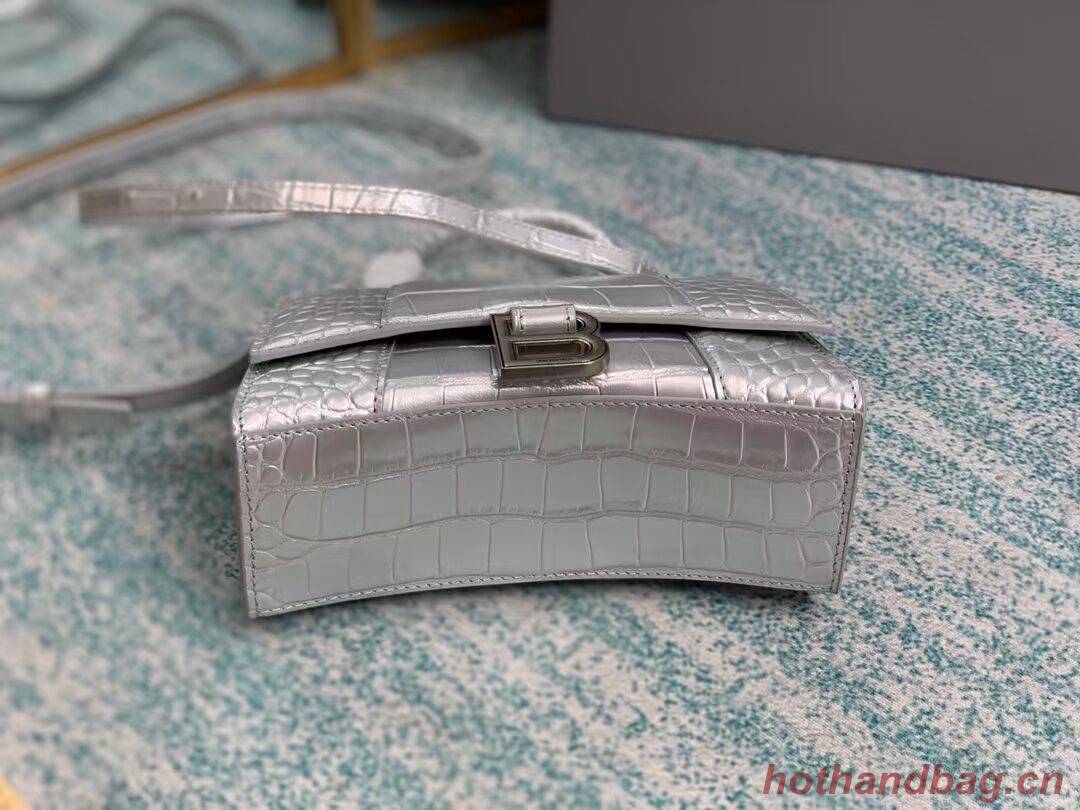 Balenciaga Hourglass XS Top Handle Bag 28331S silver Balenciaga Hourglass XS Top Handle Bag 28331S silver