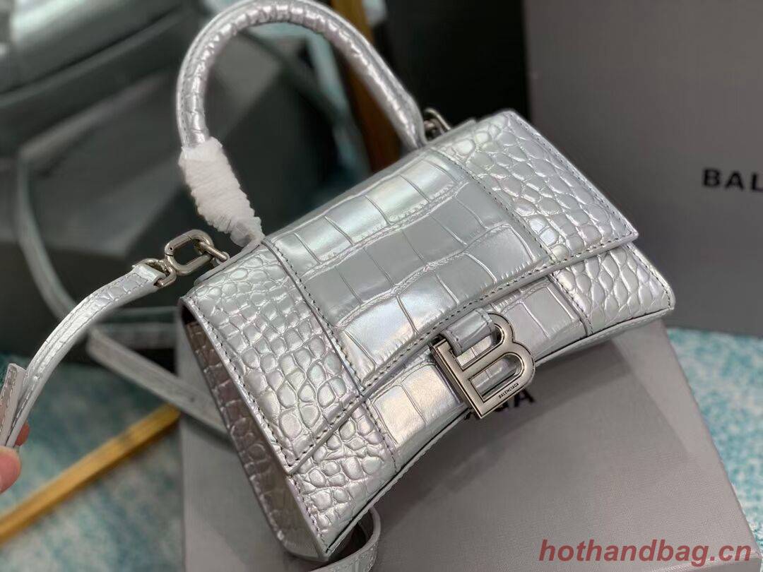 Balenciaga Hourglass XS Top Handle Bag 28331S silver Balenciaga Hourglass XS Top Handle Bag 28331S silver