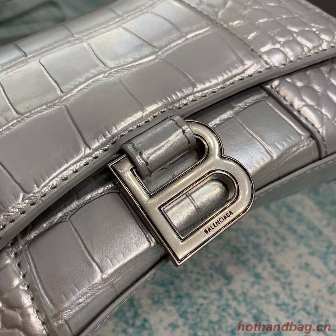 Balenciaga Hourglass XS Top Handle Bag 28331S silver Balenciaga Hourglass XS Top Handle Bag 28331S silver
