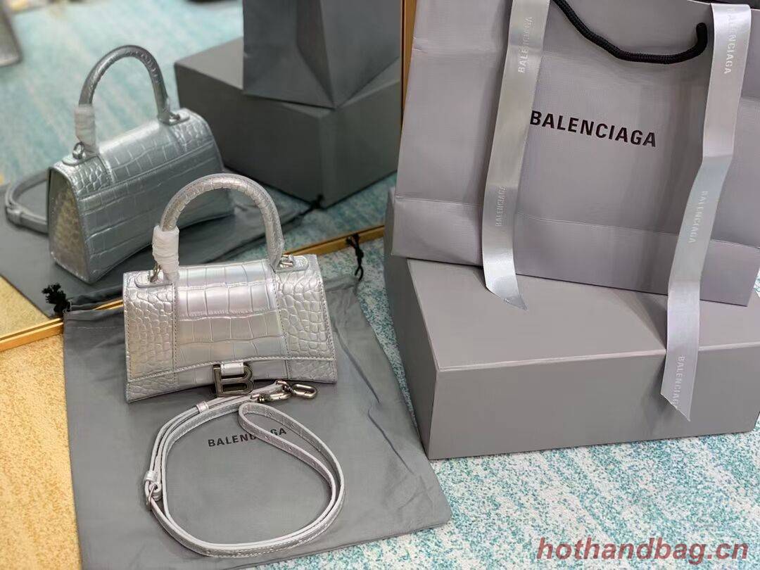 Balenciaga Hourglass XS Top Handle Bag 28331S silver Balenciaga Hourglass XS Top Handle Bag 28331S silver