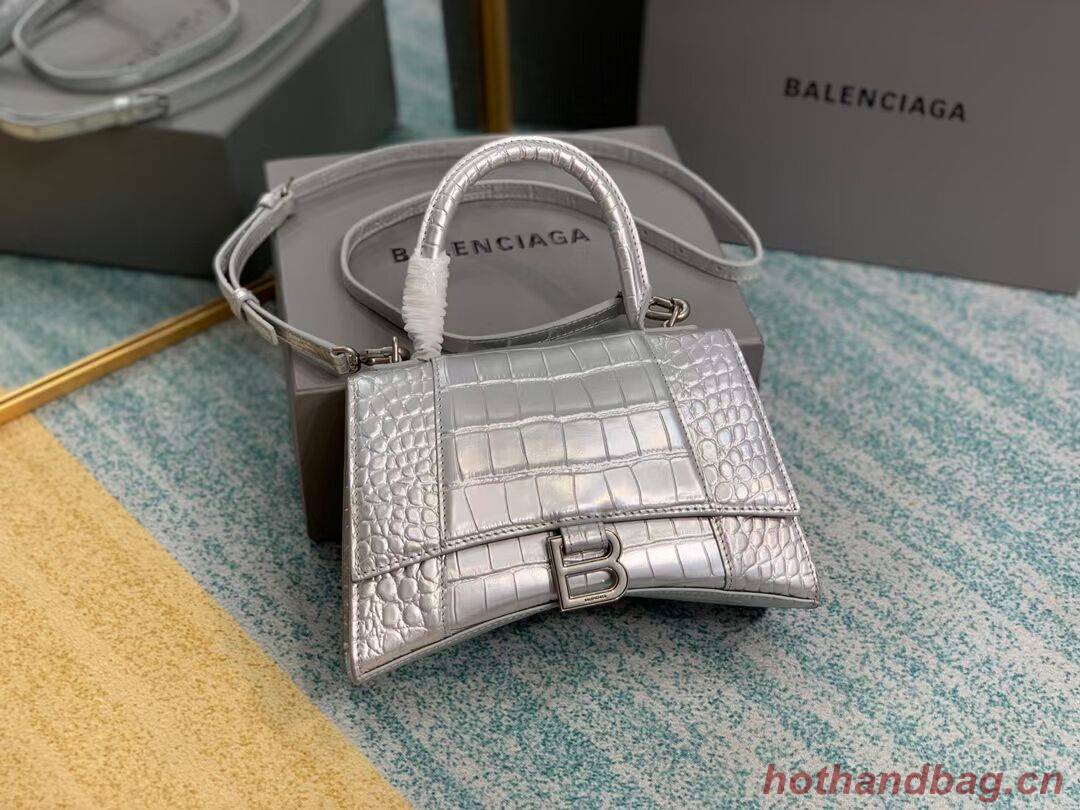 Balenciaga Hourglass XS Top Handle Bag 28331S silver Balenciaga Hourglass XS Top Handle Bag 28331S silver