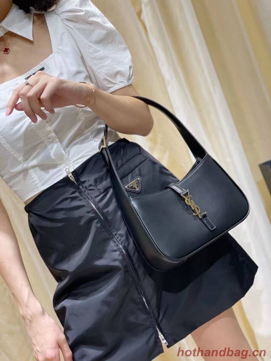 YSL LE 5 A 7 HOBO BAG IN SMOOTH LEATHER Y687228 black YSL LE 5 A 7 HOBO BAG IN SMOOTH LEATHER Y687228 black