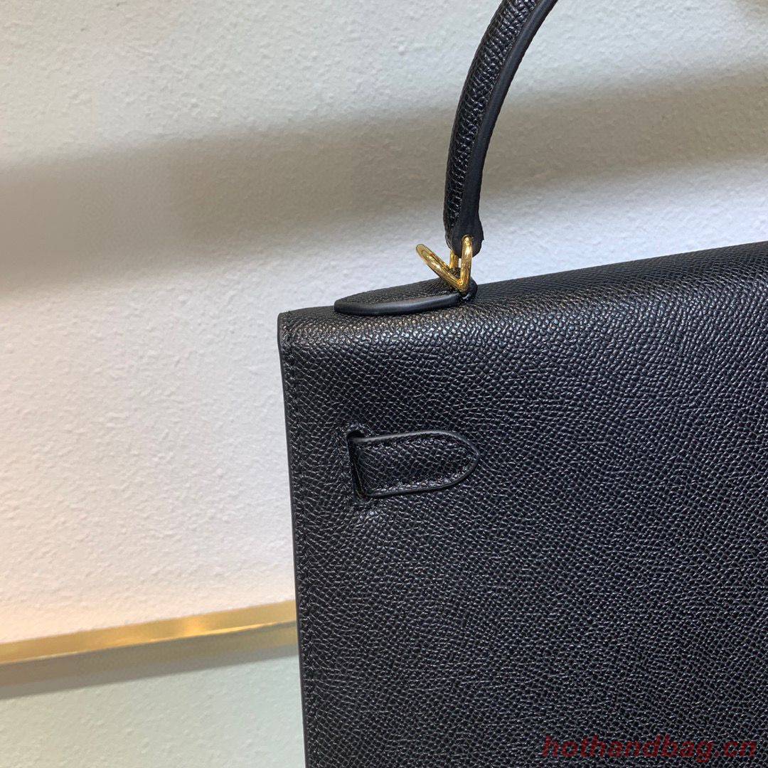 Hermes Kelly 22cm 25cm Tote Bag Original Epsom Leather Bag KL22 KL25 Black Hermes Kelly 22cm 25cm Tote Bag Original Epsom Leather Bag KL22 KL25 Black