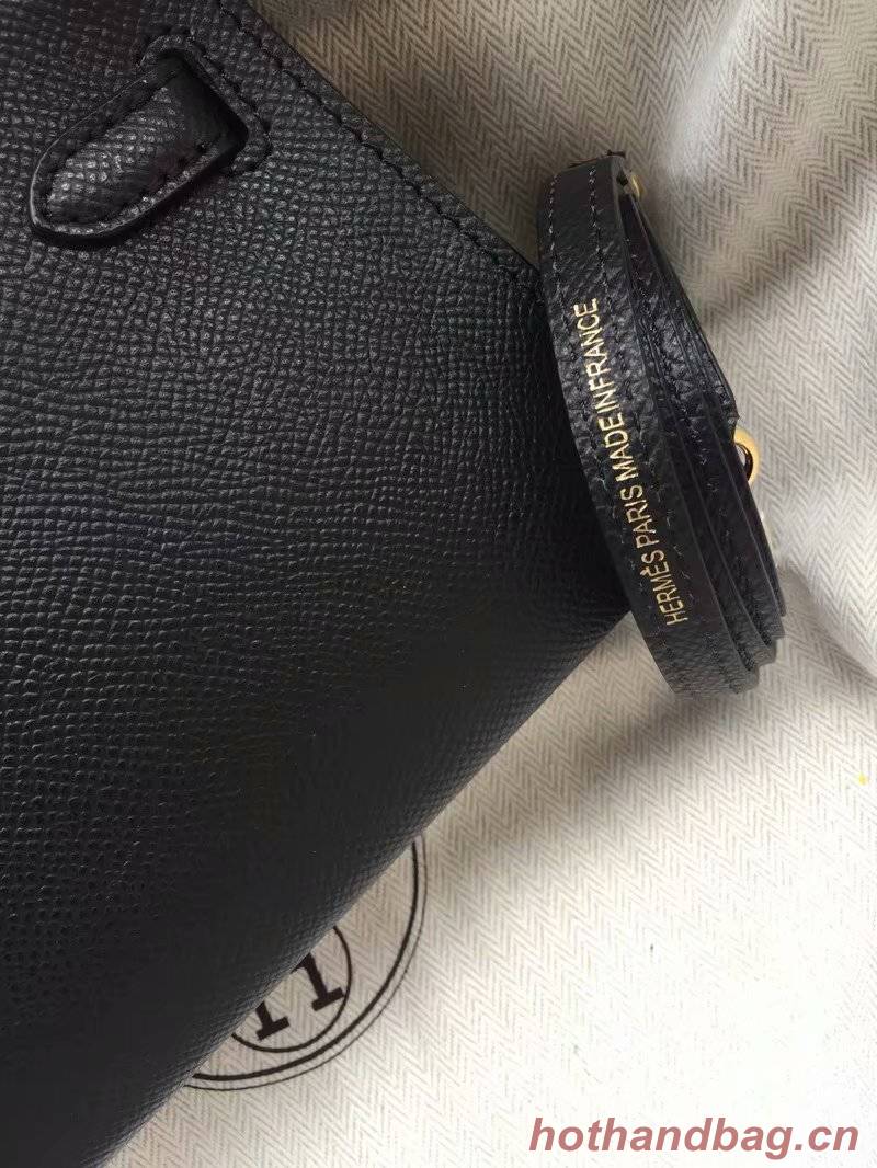 Hermes Kelly 19cm Shoulder Bags Epsom Leather KL19 black Hermes Kelly 19cm Shoulder Bags Epsom Leather KL19 black