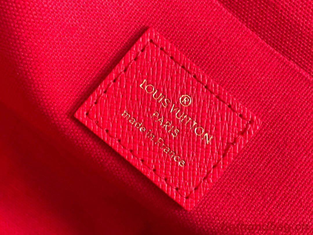 Louis Vuitton Damier Ebene Canvas Original Leather Pochette Bag N63032 Red Louis Vuitton Damier Ebene Canvas Original Leather Pochette Bag N63032 Red