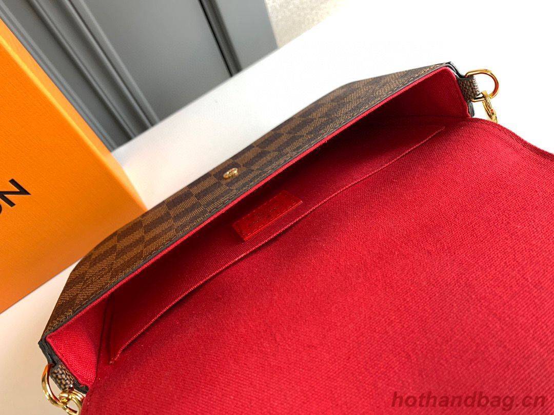 Louis Vuitton Damier Ebene Canvas Original Leather Pochette Bag N63032 Red Louis Vuitton Damier Ebene Canvas Original Leather Pochette Bag N63032 Red