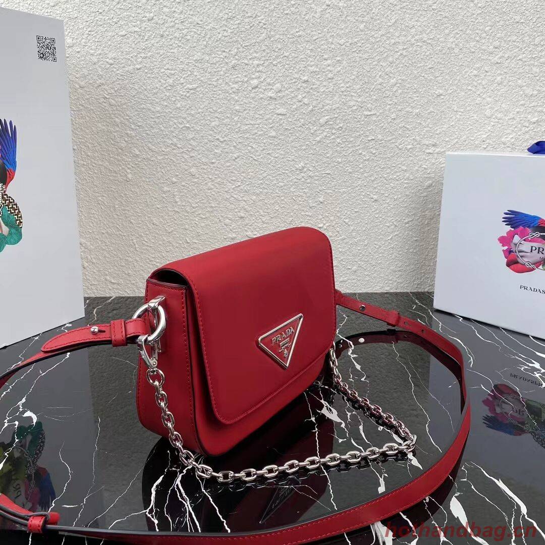 Prada Small brushed leather shoulder bag 1BA263 red Prada Small brushed leather shoulder bag 1BA263 red
