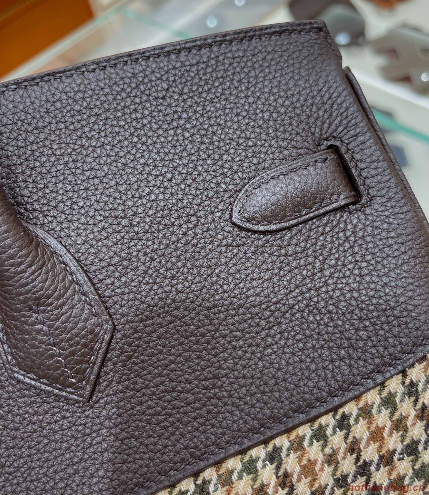Hermes Birkin Bag Original Leather 30CM OR 35CM 17888 Houndstooth Dark Brown Hermes Birkin Bag Original Leather 30CM OR 35CM 17888 Houndstooth Dark Brown