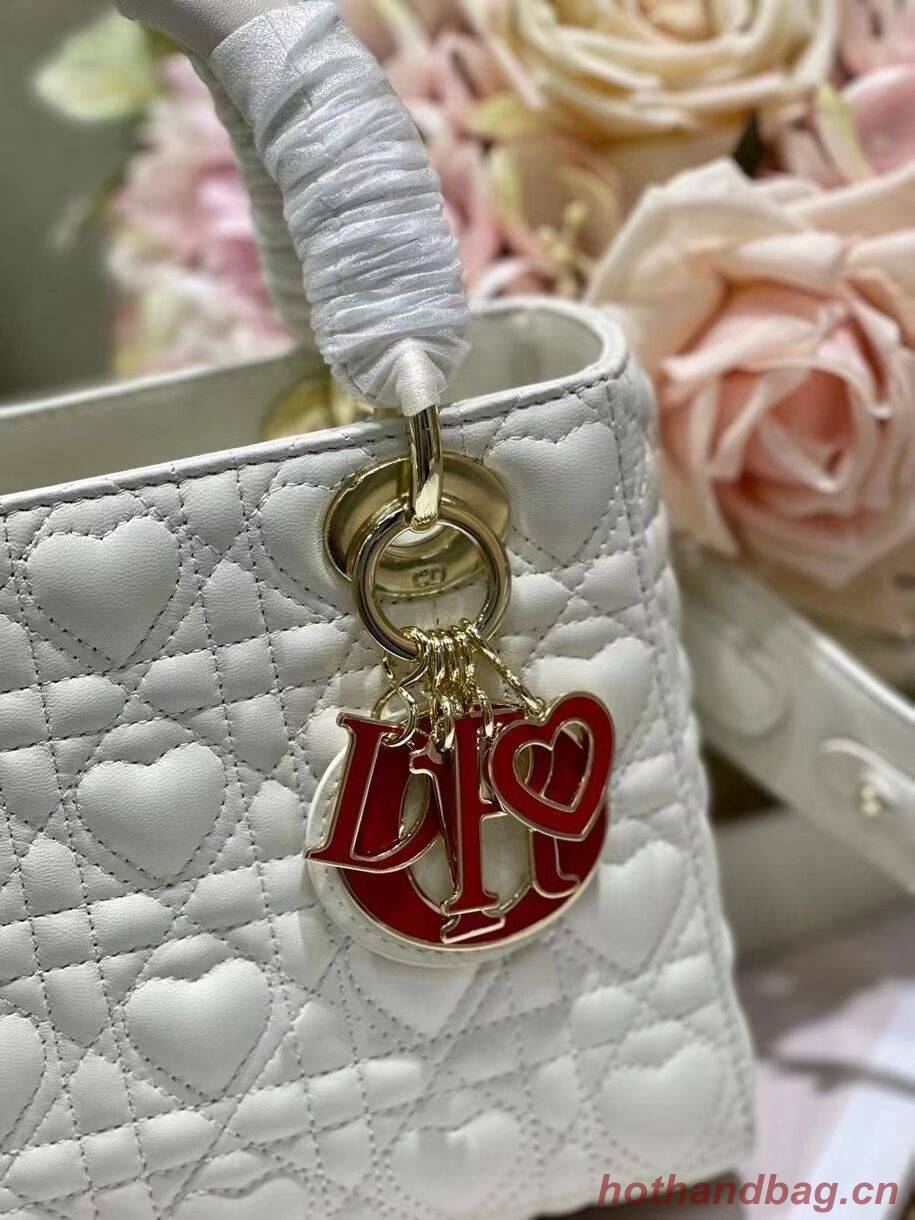 LADY DIOR MY ABCDIOR BAG Cannage Heart Original Lambskin Bag M0539O White LADY DIOR MY ABCDIOR BAG Cannage Heart Original Lambskin Bag M0539O White