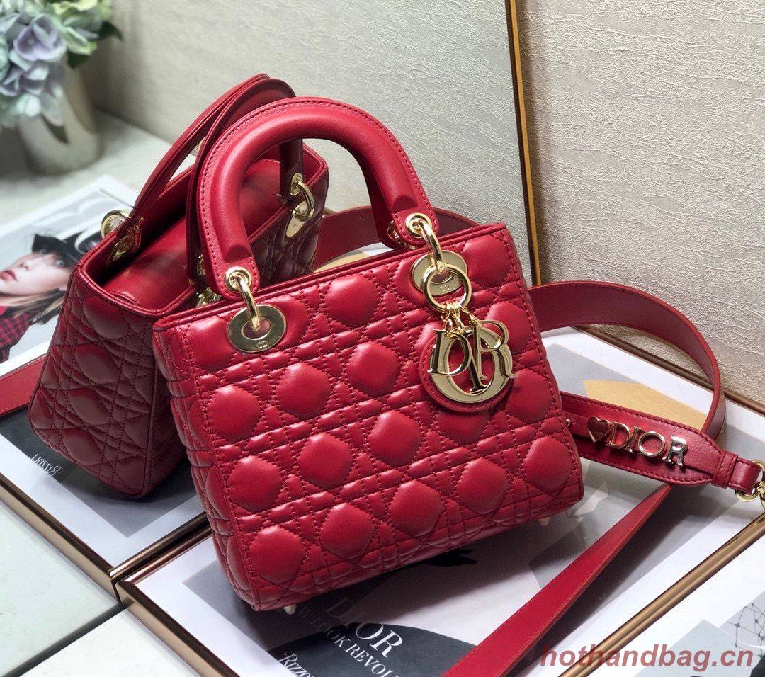 LADY DIOR MY ABCDIOR BAG Cannage Lambskin M0538O Red LADY DIOR MY ABCDIOR BAG Cannage Lambskin M0538O Red