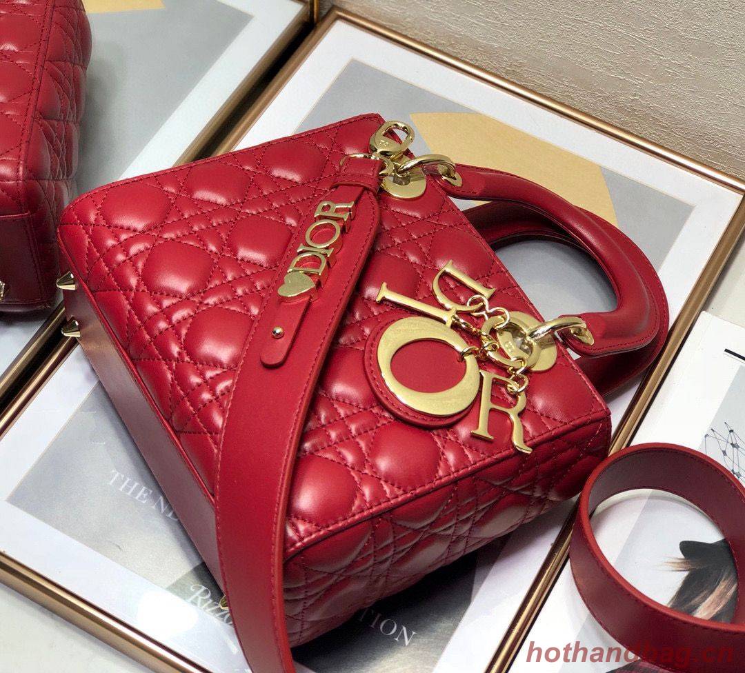 LADY DIOR MY ABCDIOR BAG Cannage Lambskin M0538O Red LADY DIOR MY ABCDIOR BAG Cannage Lambskin M0538O Red