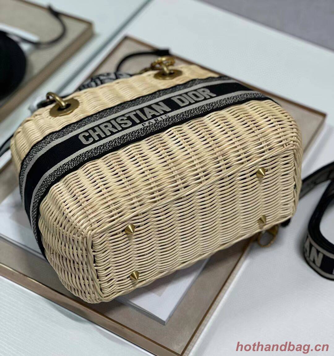 Dior Woven apricot with black leather C9908 Dior Woven apricot with black leather C9908