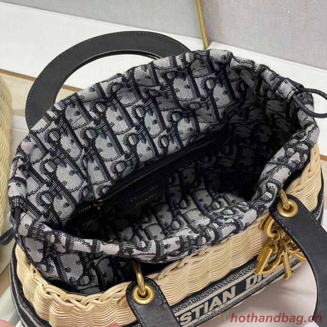 Dior Woven apricot with black leather C9908 Dior Woven apricot with black leather C9908