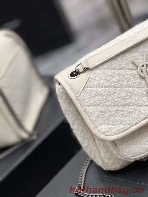 Yves Saint Laurent SMALL NIKI BABY IN BOUCLE TWEED AND SMOOTH LEATHER Y653151 WHITE Yves Saint Laurent SMALL NIKI BABY IN BOUCLE TWEED AND SMOOTH LEATHER Y653151 WHITE