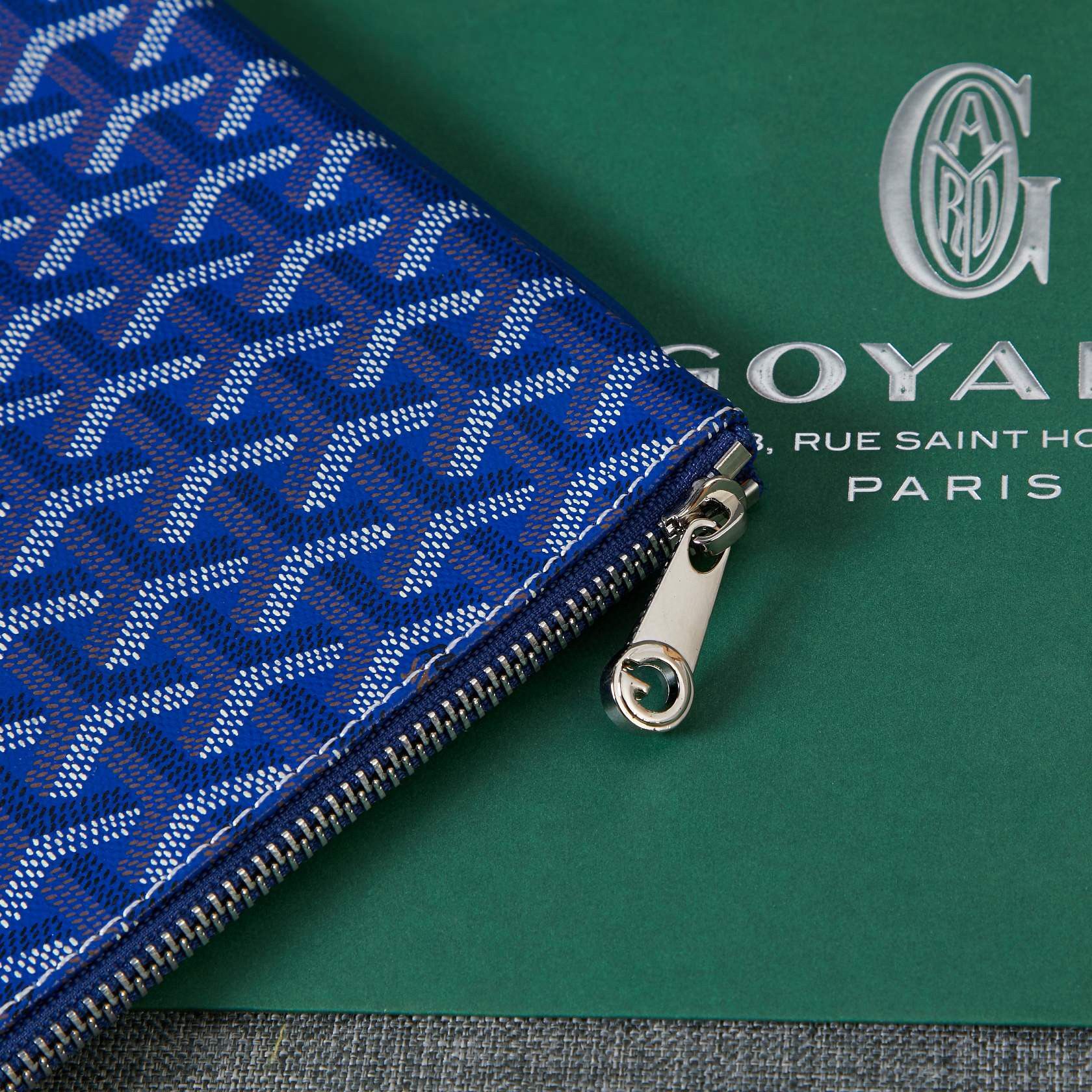 Goyard Y Doodling Calfskin Leather Clutch bag 5987 Blue Goyard Y Doodling Calfskin Leather Clutch bag 5987 Blue