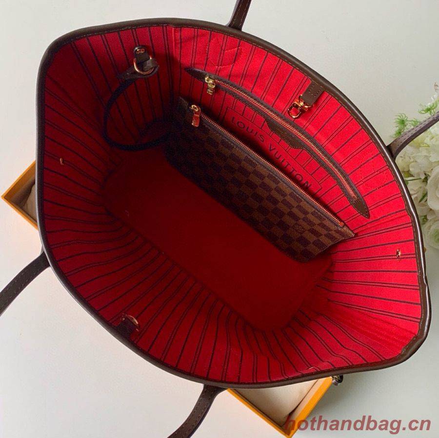 Louis Vuitton Damier Ebene Canvas Neverfull M41358 Red Louis Vuitton Damier Ebene Canvas Neverfull M41358 Red