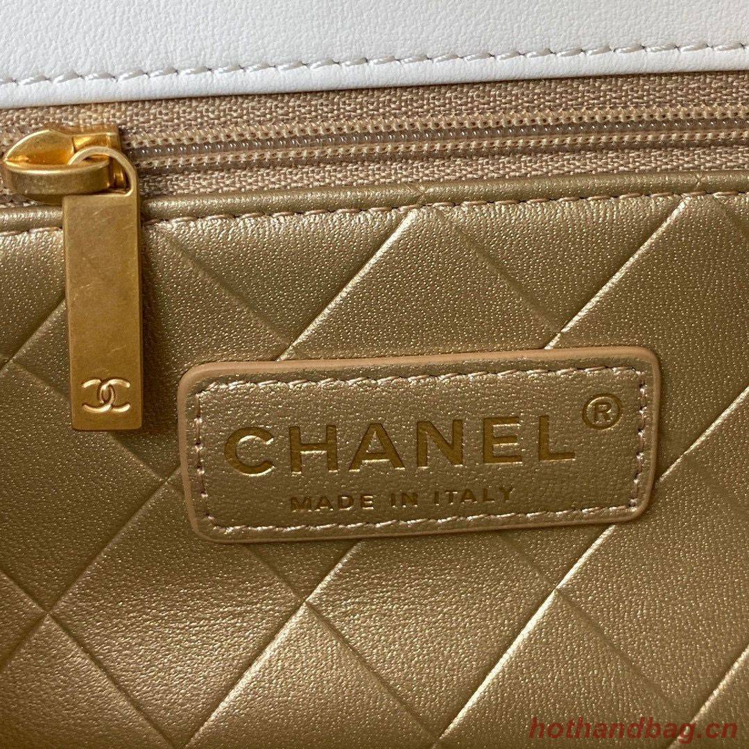 Chanel Original Leather Pearl Hairpin Badge Bag AS2979 White Chanel Original Leather Pearl Hairpin Badge Bag AS2979 White