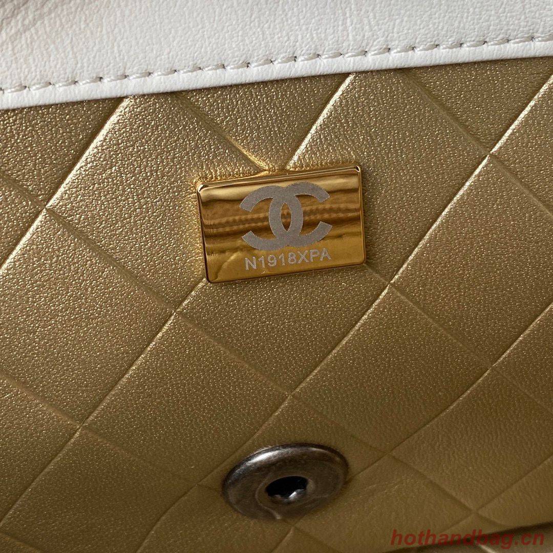 Chanel Original Leather Pearl Hairpin Badge Bag AS2979 White Chanel Original Leather Pearl Hairpin Badge Bag AS2979 White