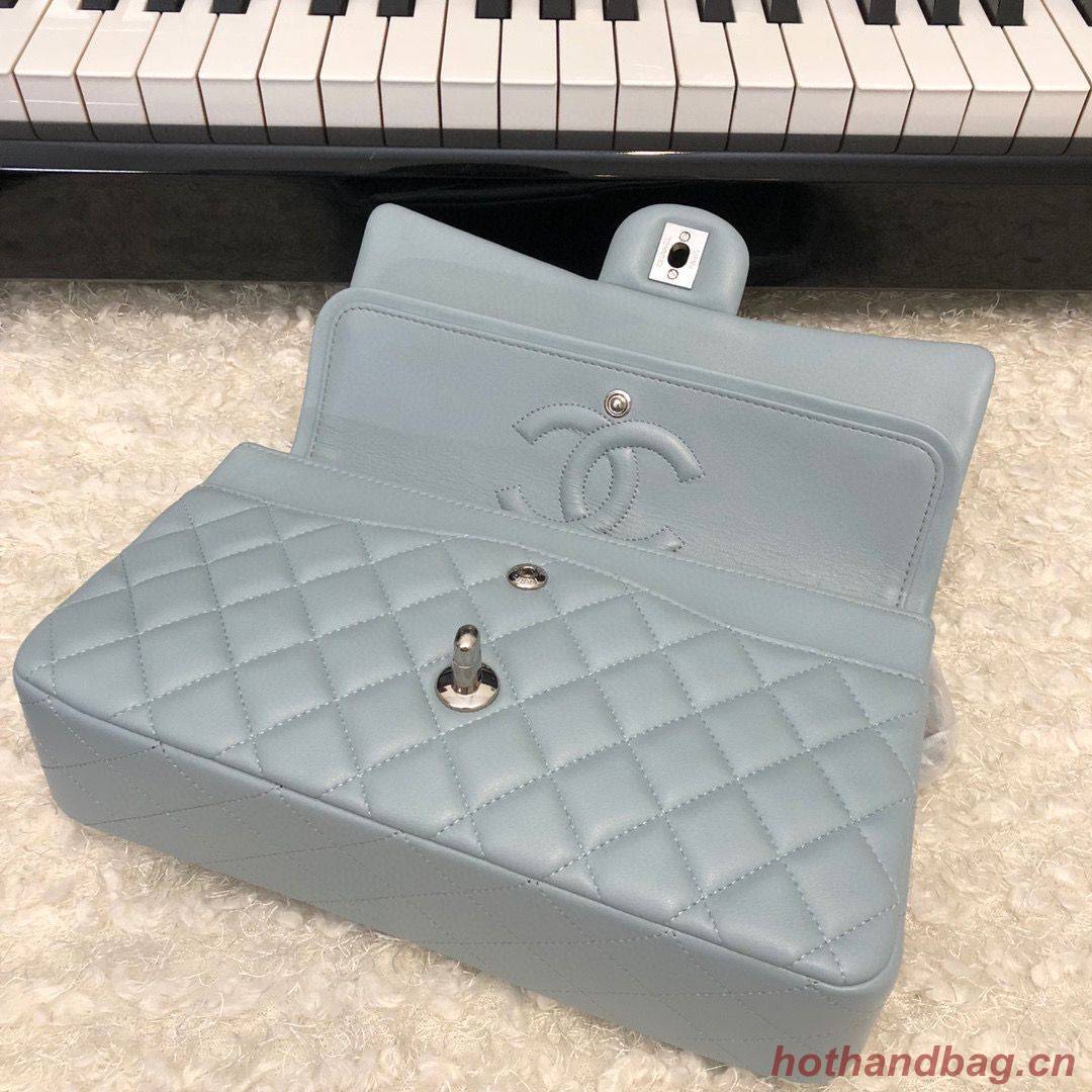 Chanel 2.55 Series Flap Bag Original Lambskin Leather 5024CF A01112 Grey Blue Silver-Tone Chanel 2.55 Series Flap Bag Original Lambskin Leather 5024CF A01112 Grey Blue Silver-Tone